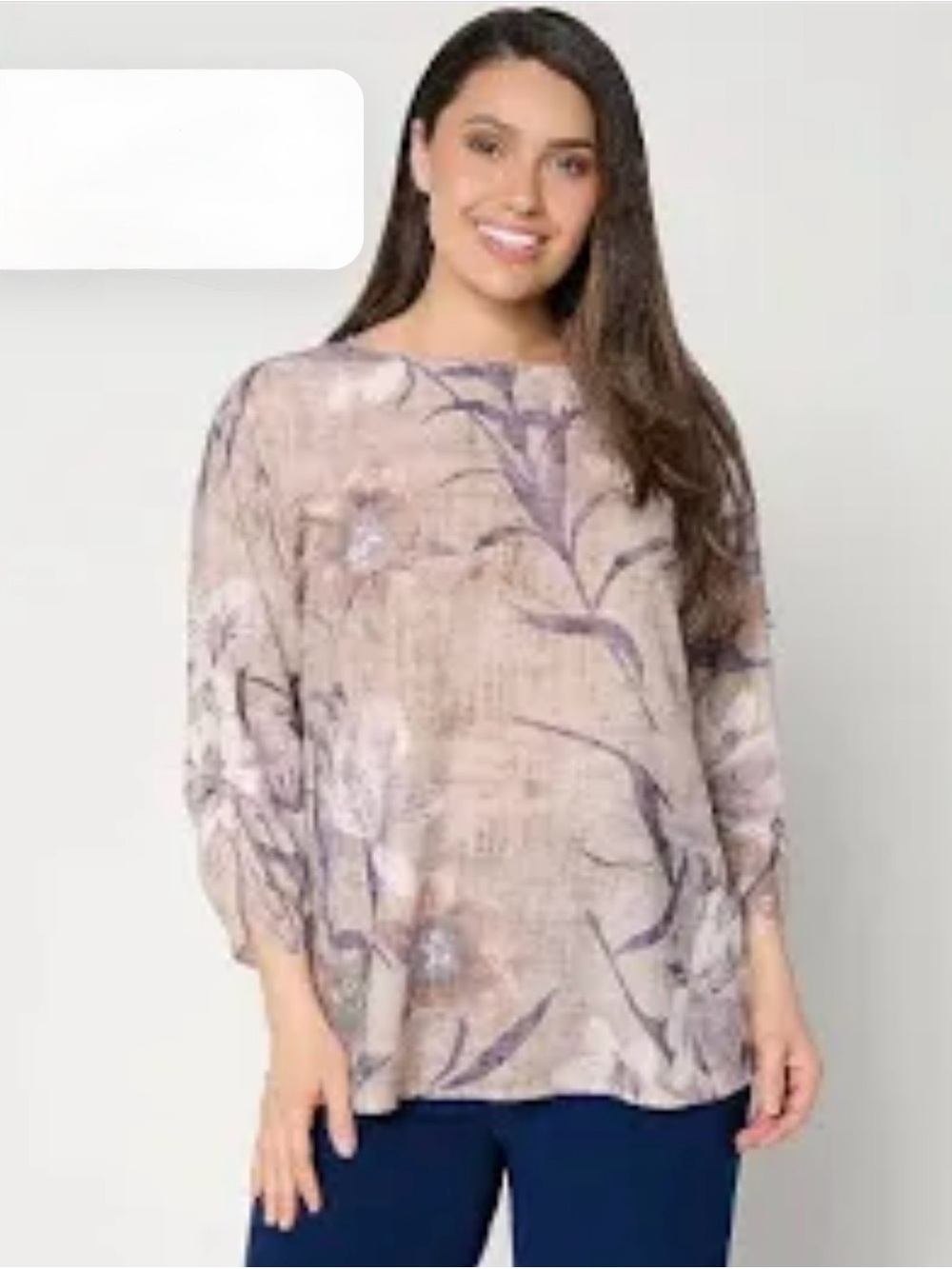 Dennis Basso Regular Printed Scarf Top with Dolman Sleeve